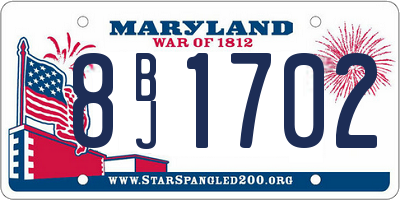 MD license plate 8BJ1702