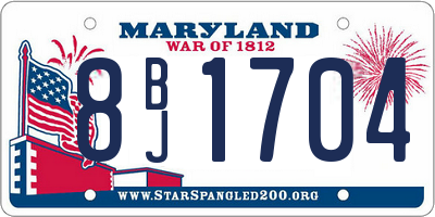 MD license plate 8BJ1704
