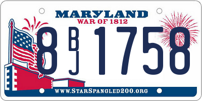 MD license plate 8BJ1758
