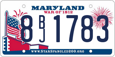 MD license plate 8BJ1783
