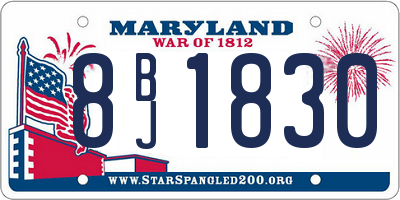 MD license plate 8BJ1830