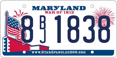 MD license plate 8BJ1838