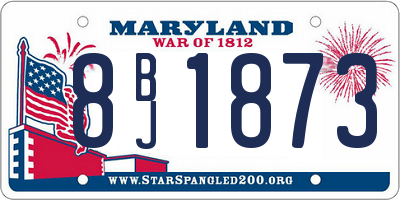 MD license plate 8BJ1873