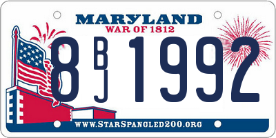 MD license plate 8BJ1992