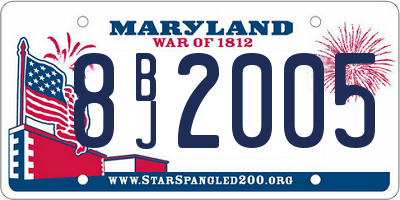 MD license plate 8BJ2005