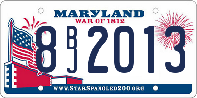 MD license plate 8BJ2013