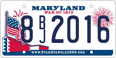 MD license plate 8BJ2016