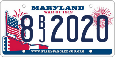 MD license plate 8BJ2020