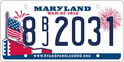 MD license plate 8BJ2031