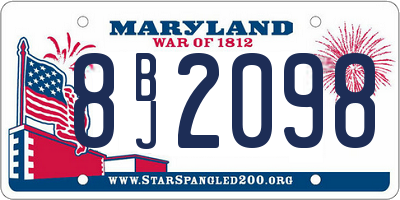 MD license plate 8BJ2098
