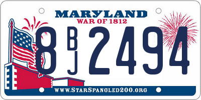 MD license plate 8BJ2494