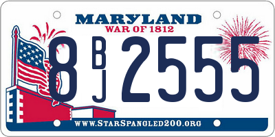 MD license plate 8BJ2555
