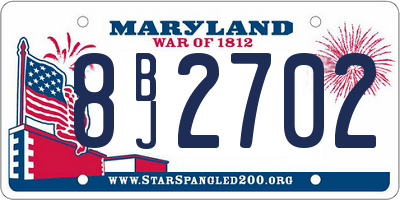 MD license plate 8BJ2702