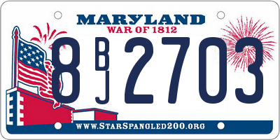 MD license plate 8BJ2703