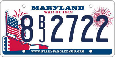MD license plate 8BJ2722