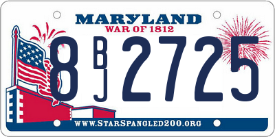 MD license plate 8BJ2725