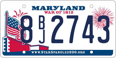 MD license plate 8BJ2743