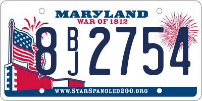 MD license plate 8BJ2754