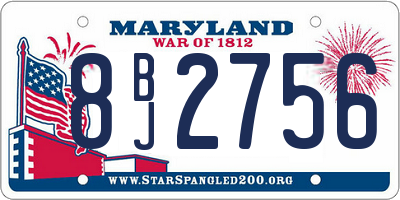 MD license plate 8BJ2756
