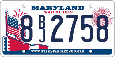 MD license plate 8BJ2758