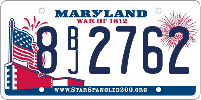 MD license plate 8BJ2762