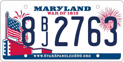 MD license plate 8BJ2763