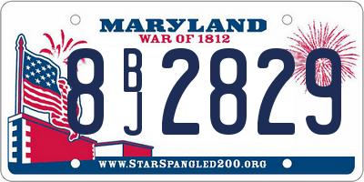 MD license plate 8BJ2829