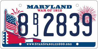 MD license plate 8BJ2839