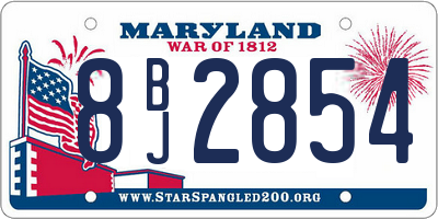 MD license plate 8BJ2854
