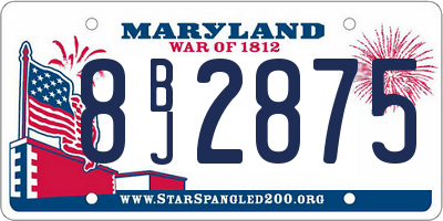MD license plate 8BJ2875