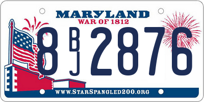 MD license plate 8BJ2876