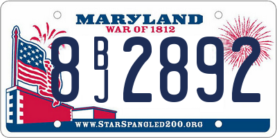 MD license plate 8BJ2892