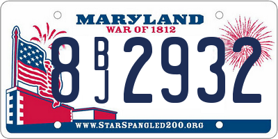 MD license plate 8BJ2932