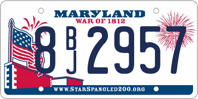 MD license plate 8BJ2957