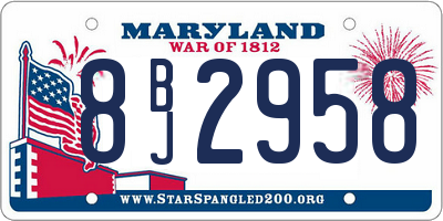 MD license plate 8BJ2958