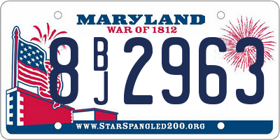 MD license plate 8BJ2963