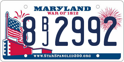 MD license plate 8BJ2992