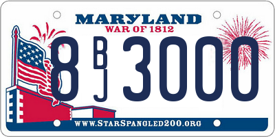 MD license plate 8BJ3000