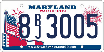 MD license plate 8BJ3005