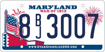 MD license plate 8BJ3007