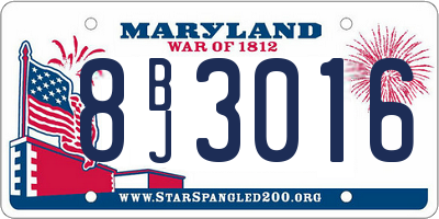 MD license plate 8BJ3016