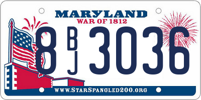 MD license plate 8BJ3036