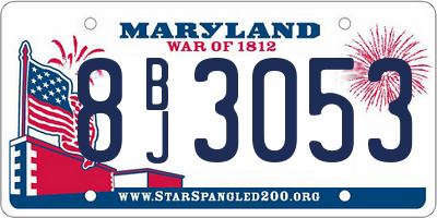 MD license plate 8BJ3053