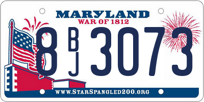 MD license plate 8BJ3073