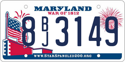 MD license plate 8BJ3149