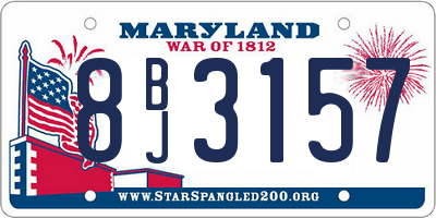 MD license plate 8BJ3157