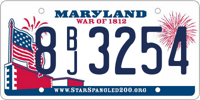 MD license plate 8BJ3254