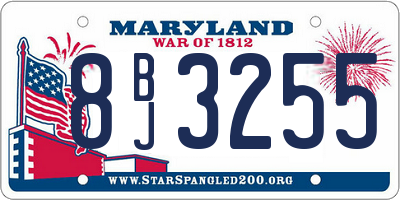 MD license plate 8BJ3255