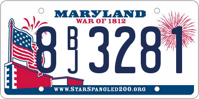 MD license plate 8BJ3281