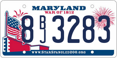 MD license plate 8BJ3283